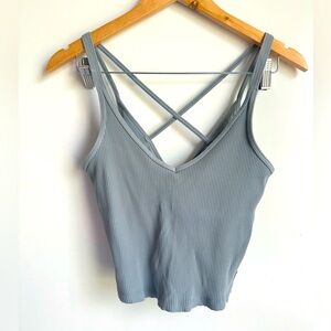 Vuori Gray Ribbed Bra